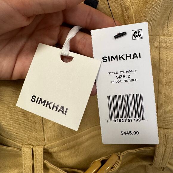 NWT Simkhai in Natural Sleeveless Kai Linen Blend Belted Bustier Romper Womens 2 - Picture 8 of 9